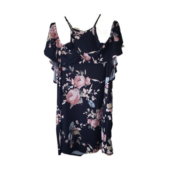 🌸First Love Black Floral Cold Shoulder Dress - Picture 5 of 6